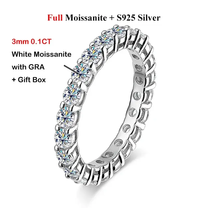 Thumbnail: Sparkling Full 3/4/5mm D Color Black Moissanite Full Eternity Diamond Ring For W