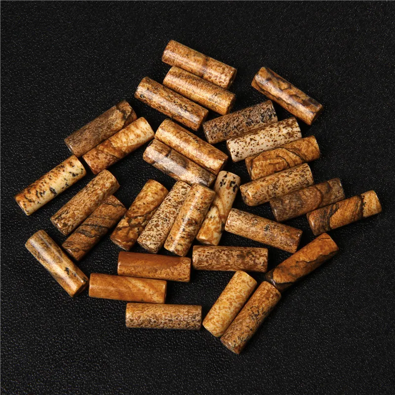Miniaturbild: 4X13Mm Cylinder Shape Stone Bead Jaspers Spacer Loose Beads for Jewelry Making 
