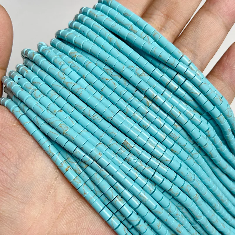 Miniaturbild: Natural Stone Bead Blue Turquoises Flat Rondelle Round Square Shape Loose Beads 