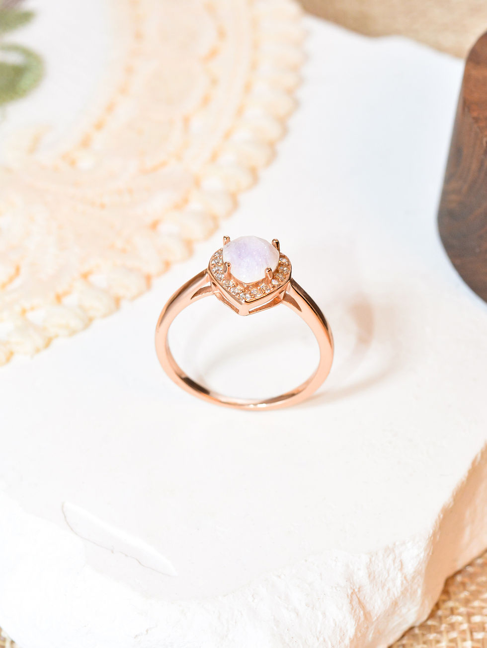 Miniature : 925 Silver Love Inlaid Cut Moonstone Ring for Women Exquisite Jewel Zircon Rings