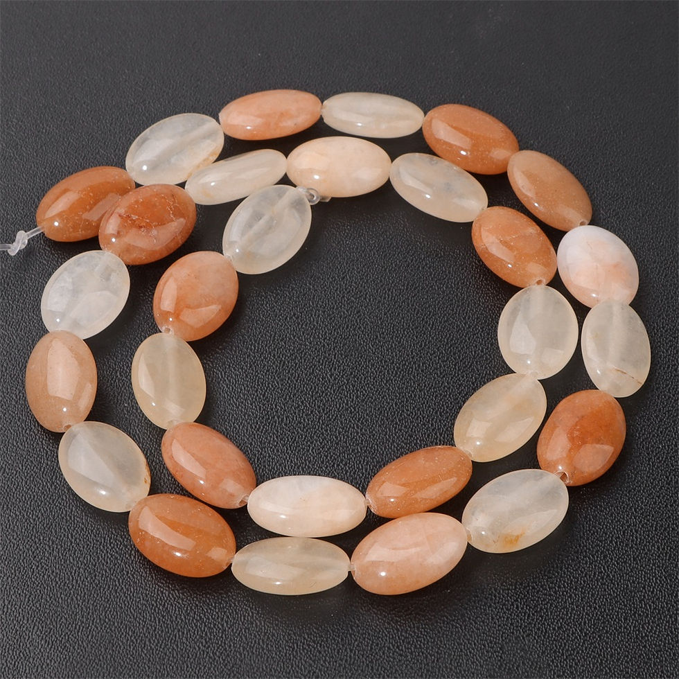 الصورة المصغرة: 10x15mm Natural Stone Flat Oval Beads – Amazonite, Rose Quartz, Amethyst