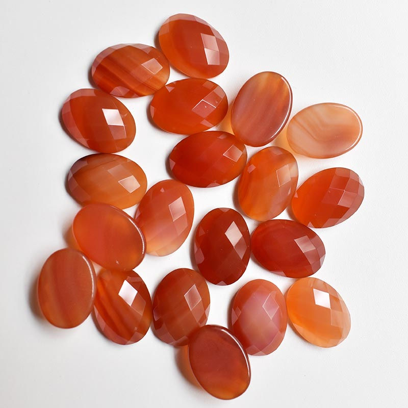 Miniaturbild: Wholesale 30pcs natural stone mixed oval CABOCHON faceted beads 13x18mm 