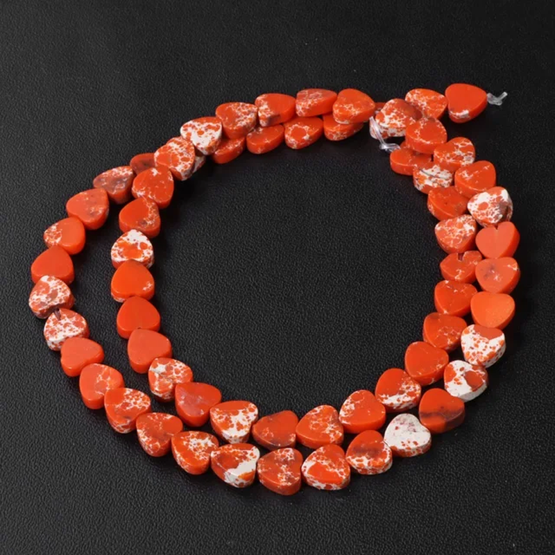 Miniatura: Natural Muticolor Gemstone Bead Heart Love Shape Flat Loose Bead for Jewelry 6MM