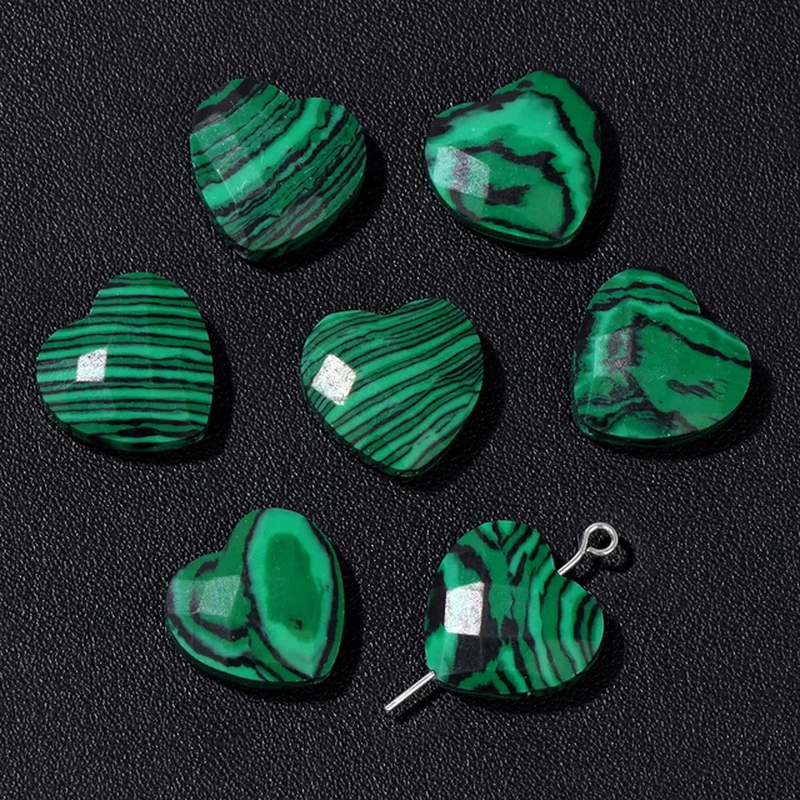 Thumbnail: 15MM Natural Faceted Heart Shape Stone Bead Aventurine Quartz Loose Charms Beads