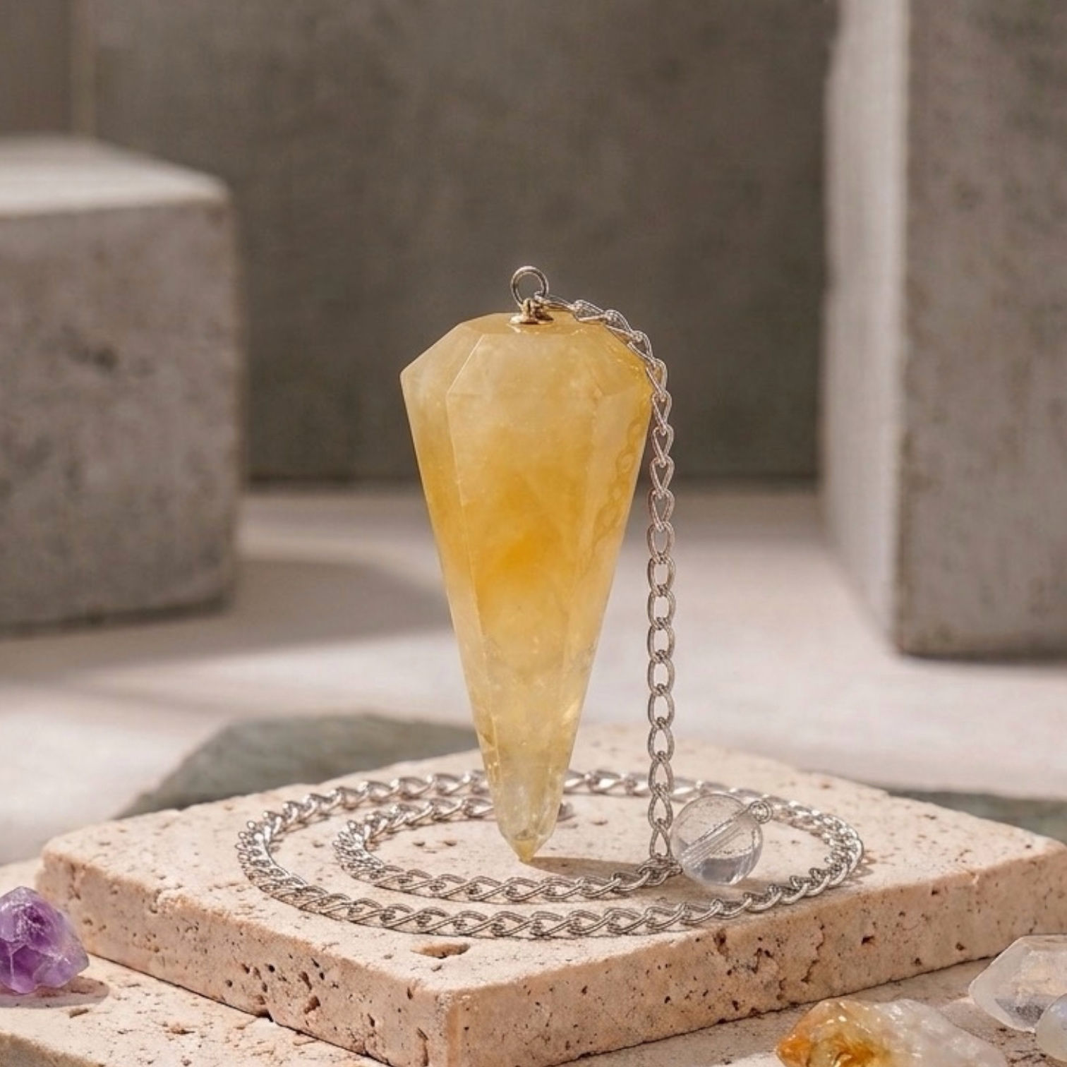 Citrine Pendulum | Solar Plexus Healing Crystal | Reiki Dowsing Tool
