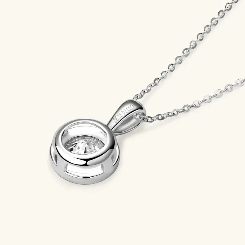 Thumbnail: New In 2CT 8mm D Color Moissanite Diamond Pendant Necklace For Women S925 Silver
