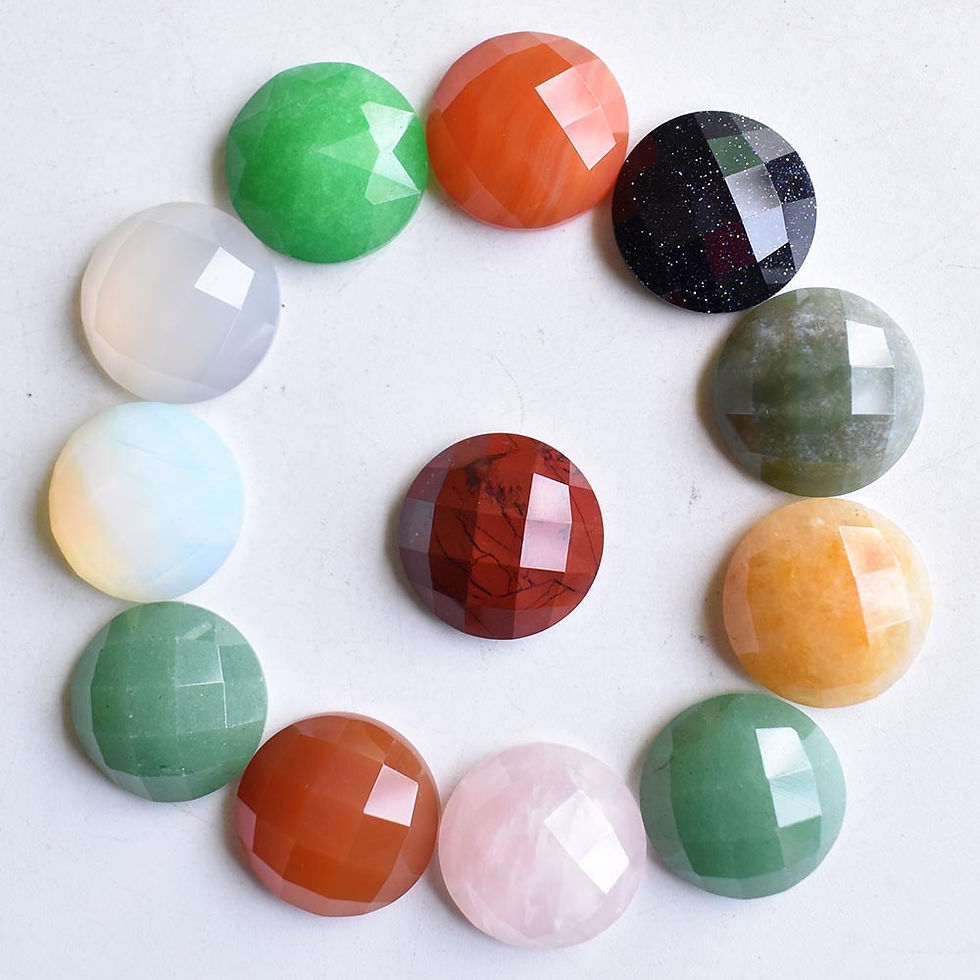 Miniaturbild: Natural stone mixed round cabochon faceted bead for jewelry 16mm Wholesale12pcs