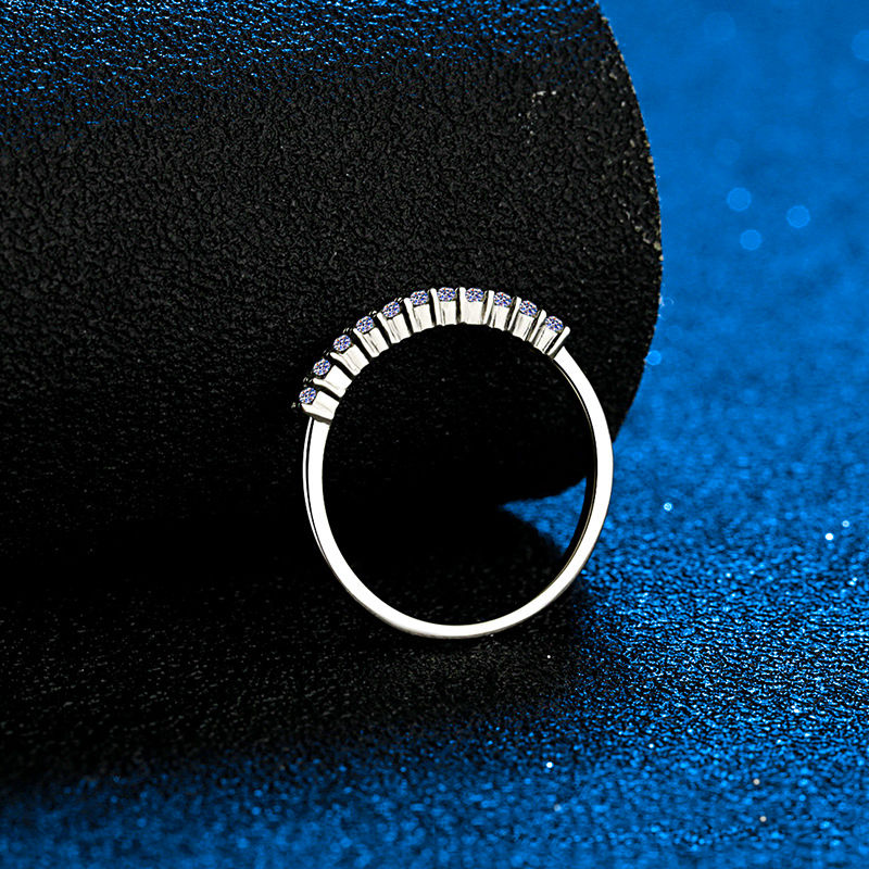 Miniaturbild: 0.22ct Moissanite Engagement Bands Rings Women Platinum Plated Sterling Silver