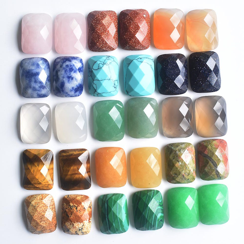 Miniaturbild: Wholesale 30pcs natural stone mixed rectangle CABOCHON faceted beads 12x16mm 