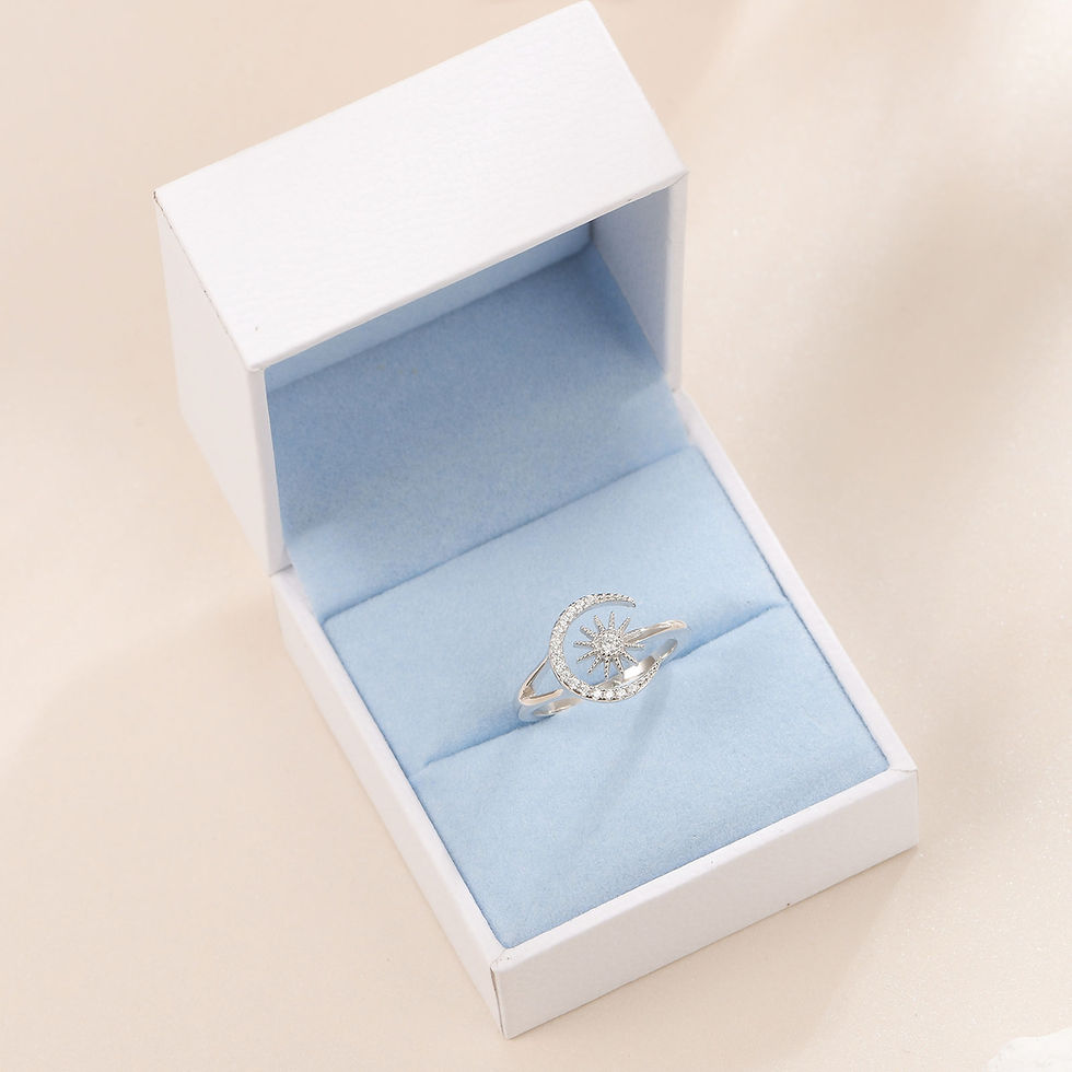 Thumbnail: 925 Sterling Silver Rings for Women Moon and Star Cubic Zircon Cute Jewelry Anni