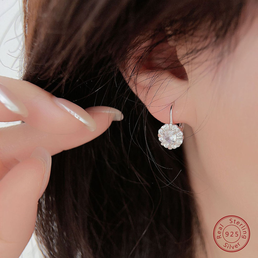 Miniaturbild: 2024 New Retro 100%925 Sterling Silver petal zircon Earrings Women fashion Bouti