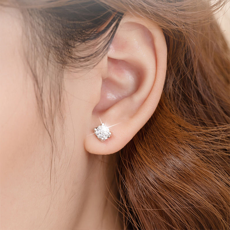 Miniaturbild: Real VVS Moissanite Stud Earrings 925 Sterling Silver 1ct 2ct Lab Diamond Stud