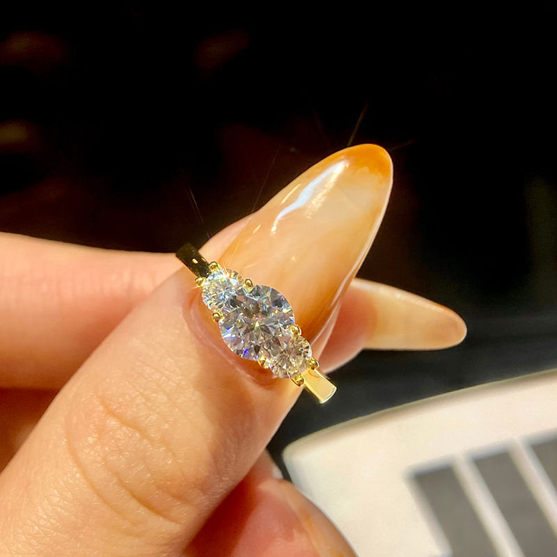 Miniaturbild: 1CT Brilliant Certified Round Moissanite Diamond Wedding Rings For Women