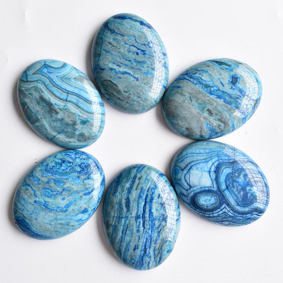 Miniaturbild: 6pcs/lot Wholesale 30x40mm natural blue agate oval CABOCHON beads for jewelry 