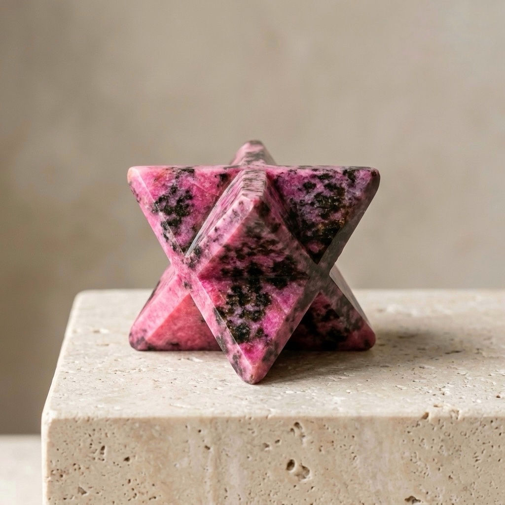 Rhodonite Merkaba Star | Crystal Healing Stone Sacred Geometry | Reiki Chakra