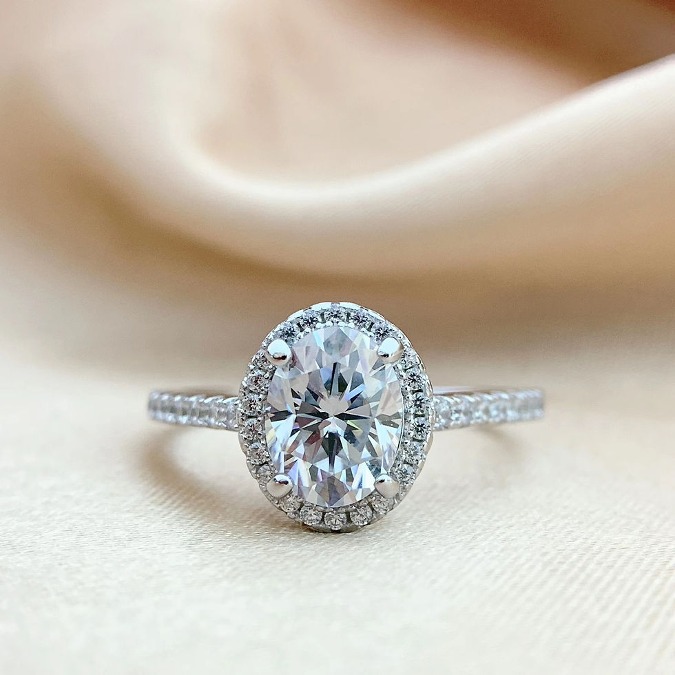 Miniatura: 100% Real 1/2CT Oval Moissanite Diamond Ring for Women S925 Sterling Silver Enga