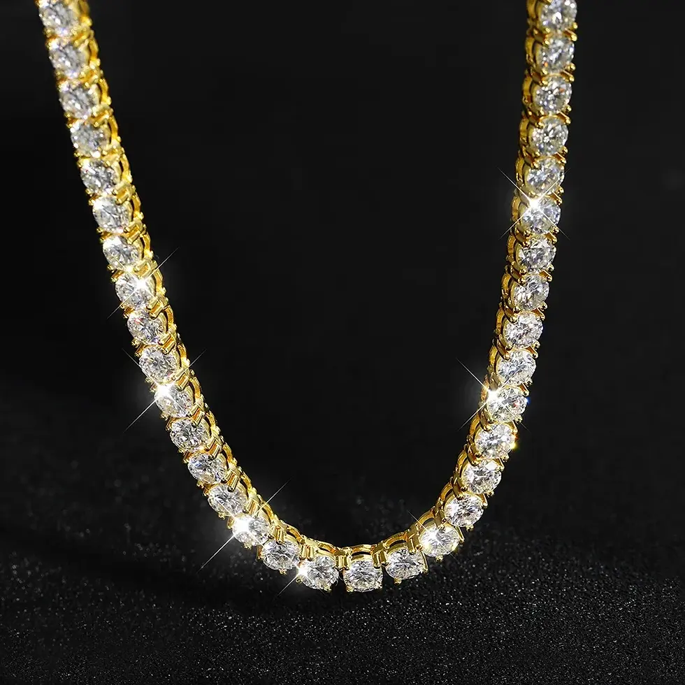Miniature : 5mm Full Moissanite Diamond Tennis Necklace with GRA 925 Sterling Silver Plated 