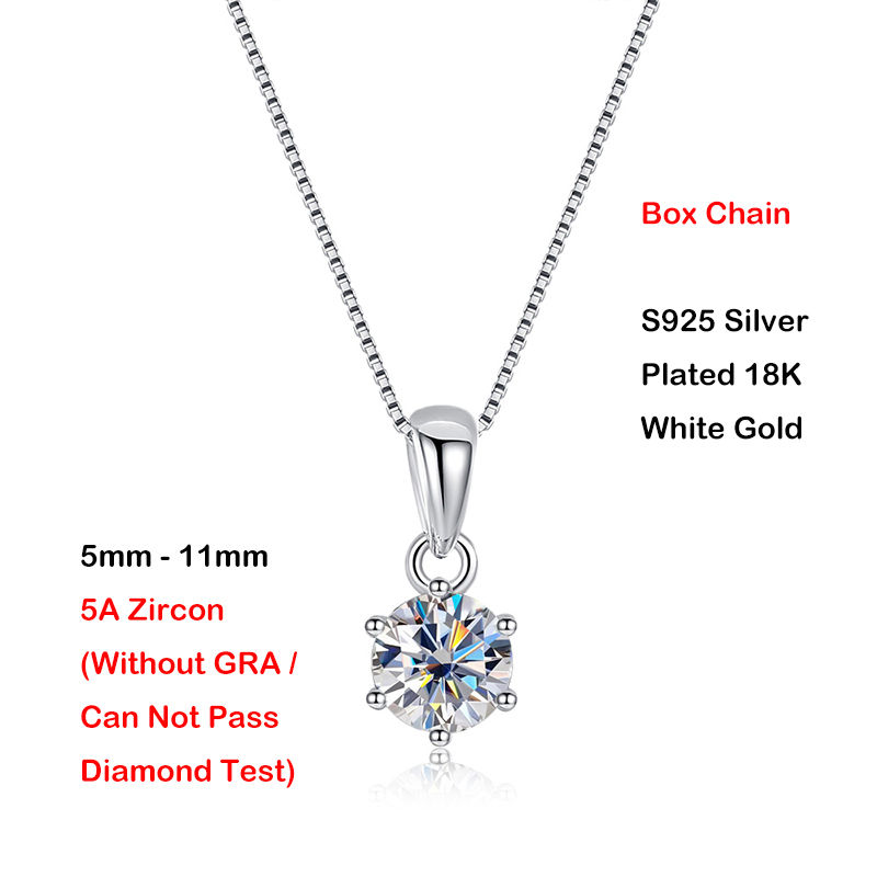 Thumbnail: GRA Certified 0.5/1/3/5/10CT D Color Moissanite Pendant Necklace for Women S925 