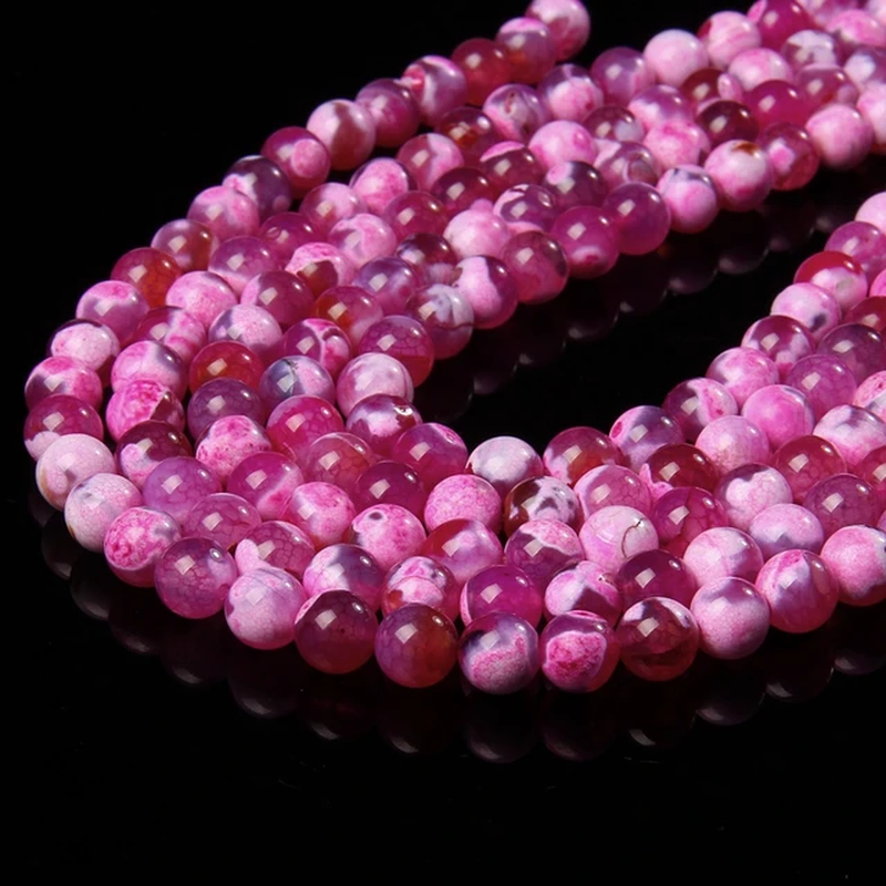 Miniaturbild: Natural Stone Fire Dragon Veins Agates Beads Round Loose Bead for Jewelry Making