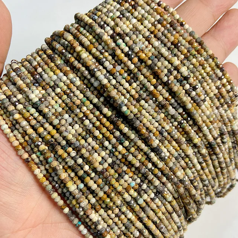 Miniaturbild: Rondelle Faceted Green Malachite Natural Stone Beads Loose Jaspers Beads 