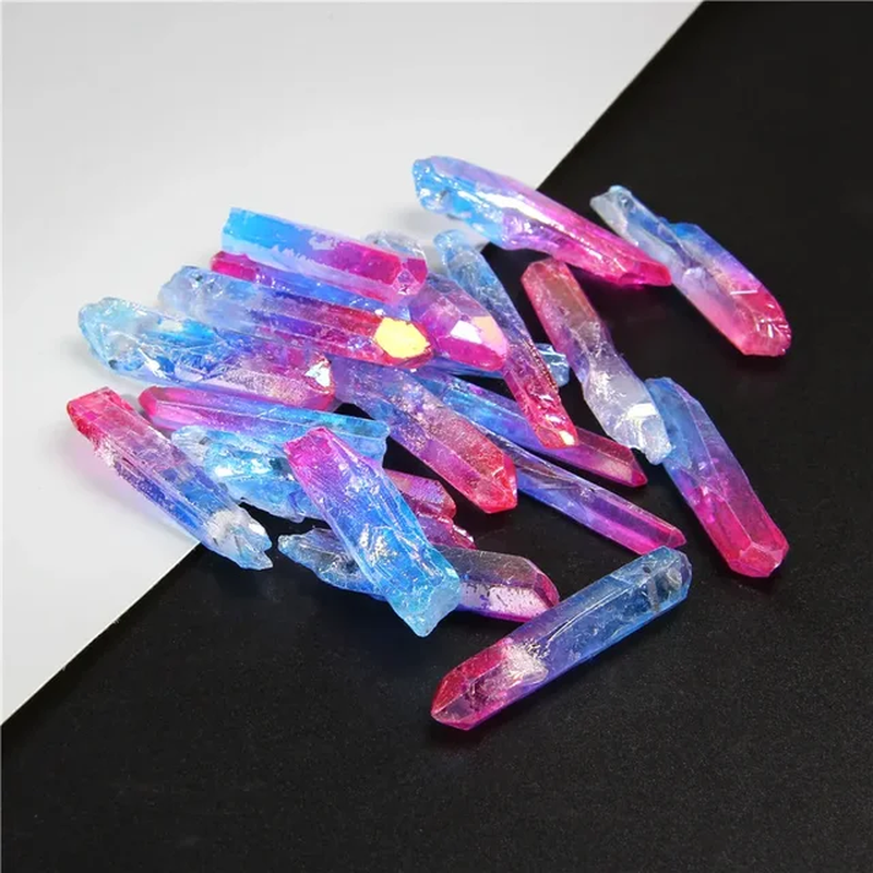 Miniaturbild: Natural Gemstone Stick Beads Top Drilled Rainbow Crystal Loose Point Beads 
