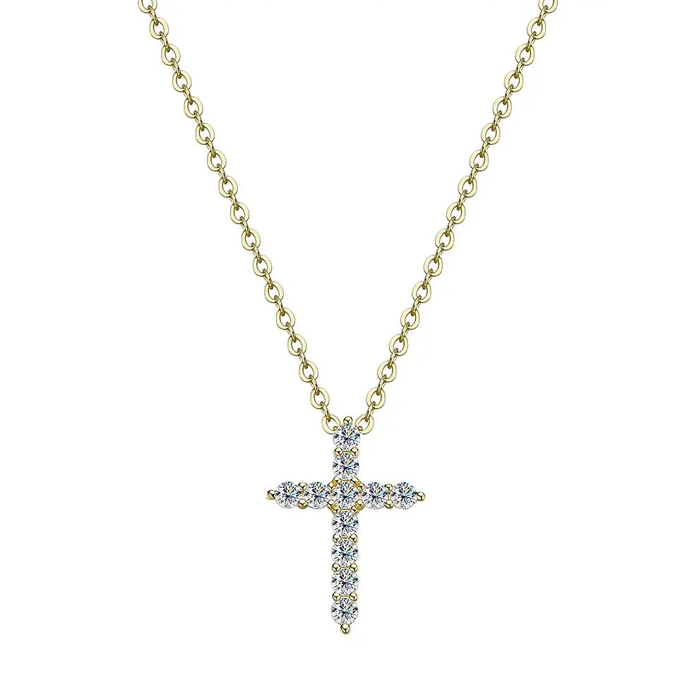 Thumbnail: Real Moissanite Jesus Cross Pendant Necklace for Women 925 Sterling Silver 2.5 3