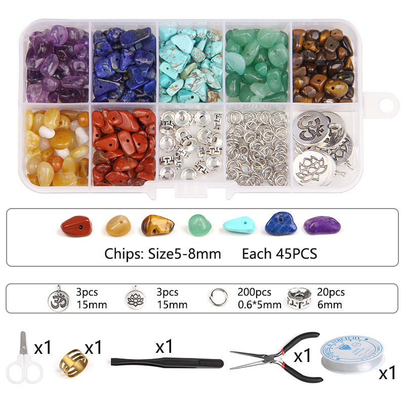 الصورة المصغرة: 20 Styles Jewelry DIY Bead Kit 7 Chakra Polymer Clay Acrylic Letters Beads 