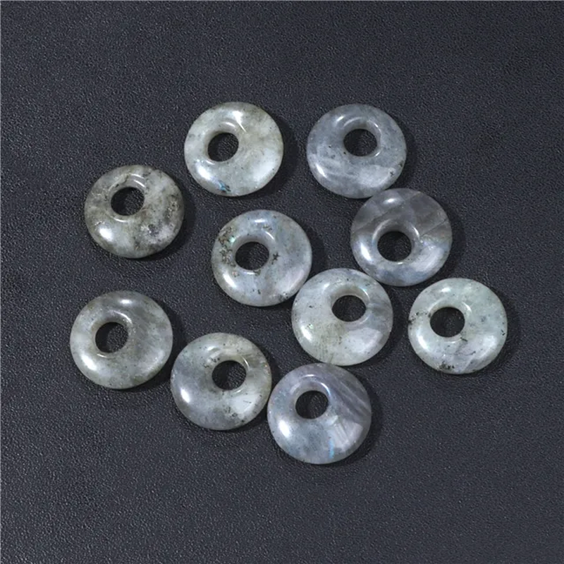 Miniatura: 18MM Fashion Peace Buckle Large Hole Quartz Agate Bead Natural Stone 16 Colors 