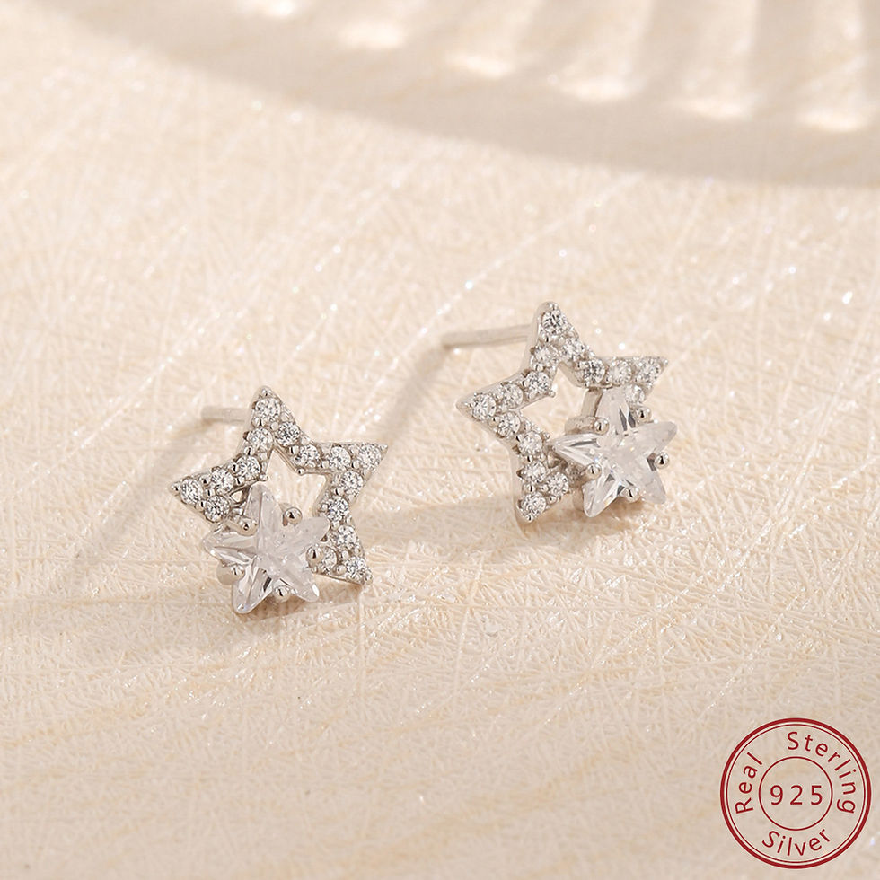 925 Sterling Silver Star Zircon Earrings Fashion Versatile High end Jewelry Gift