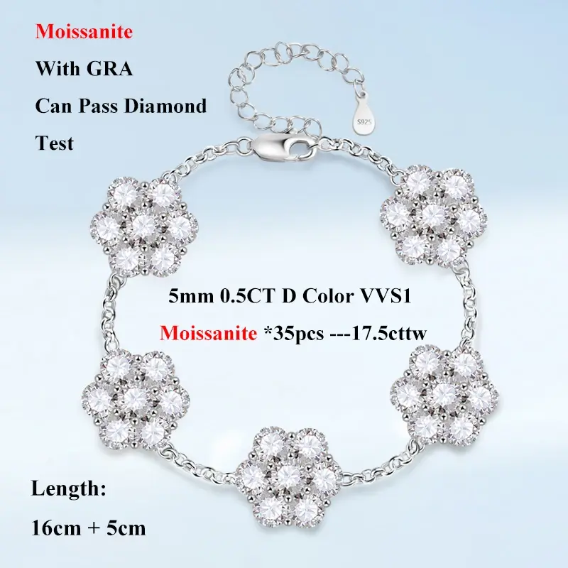 Miniatura: 7-Stone Full 5mm D Color Moissanite Pendant Necklace for Women S925 Silver 3.5ct