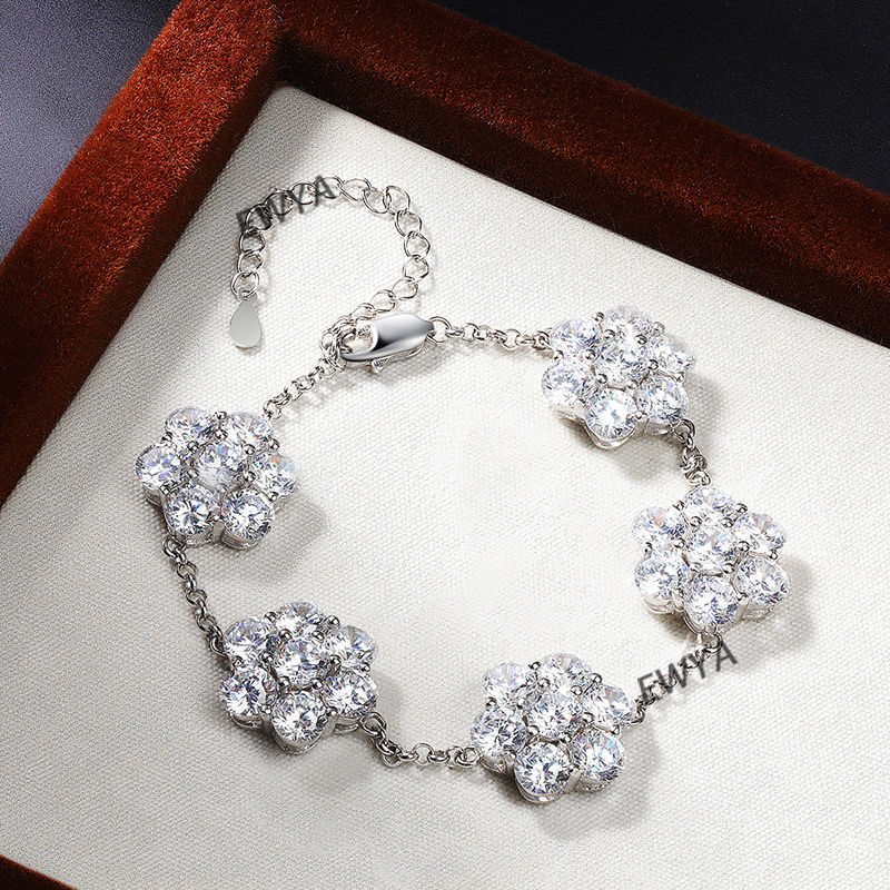 Miniature : 7-Stone Full 5mm D Color Moissanite Pendant Necklace for Women S925 Silver 3.5ct
