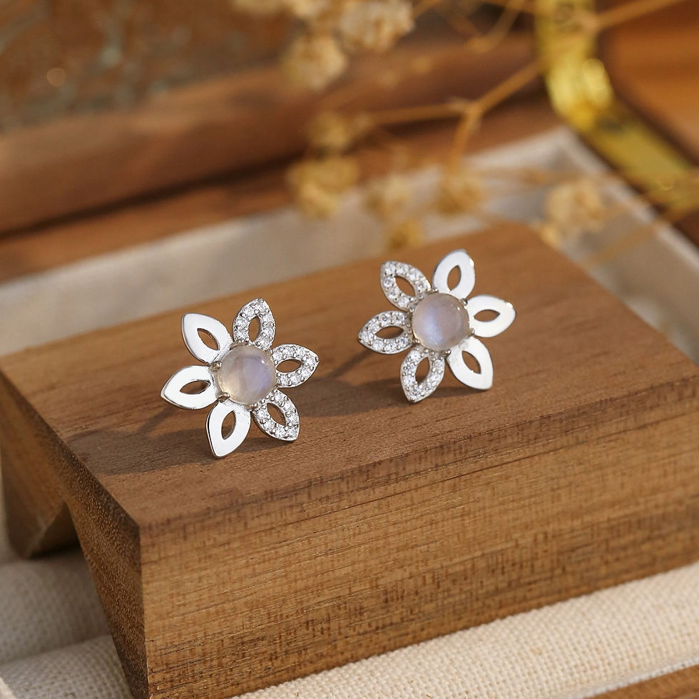 Miniatura: 925 Pure Silver Moonstone Earrings Women Wedding Anniversary Commemorative Gifts