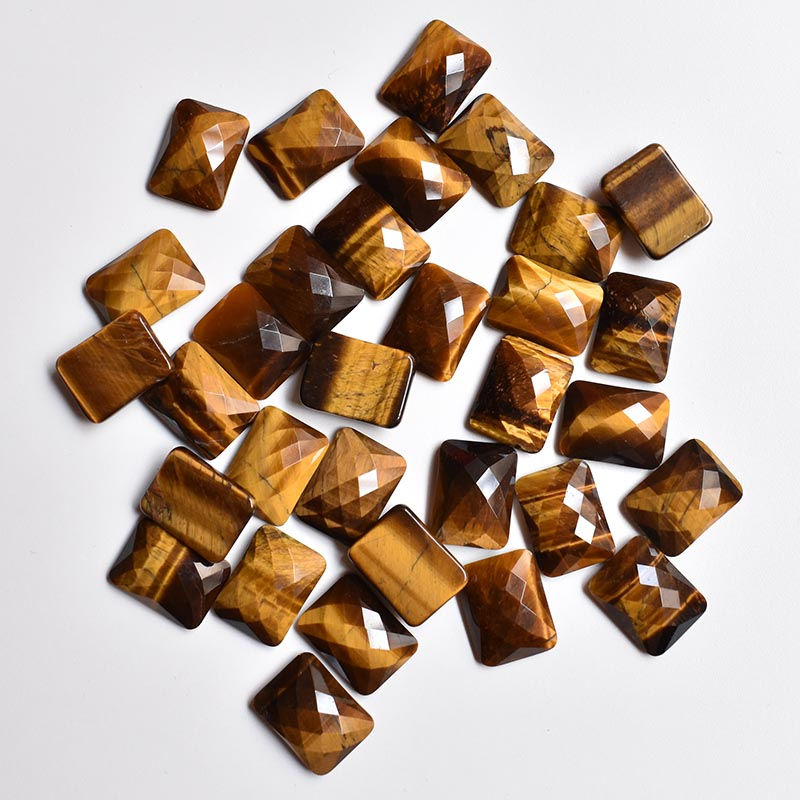 Miniaturbild: Wholesale 30pcs natural stone mixed rectangle CABOCHON faceted beads 12x16mm 
