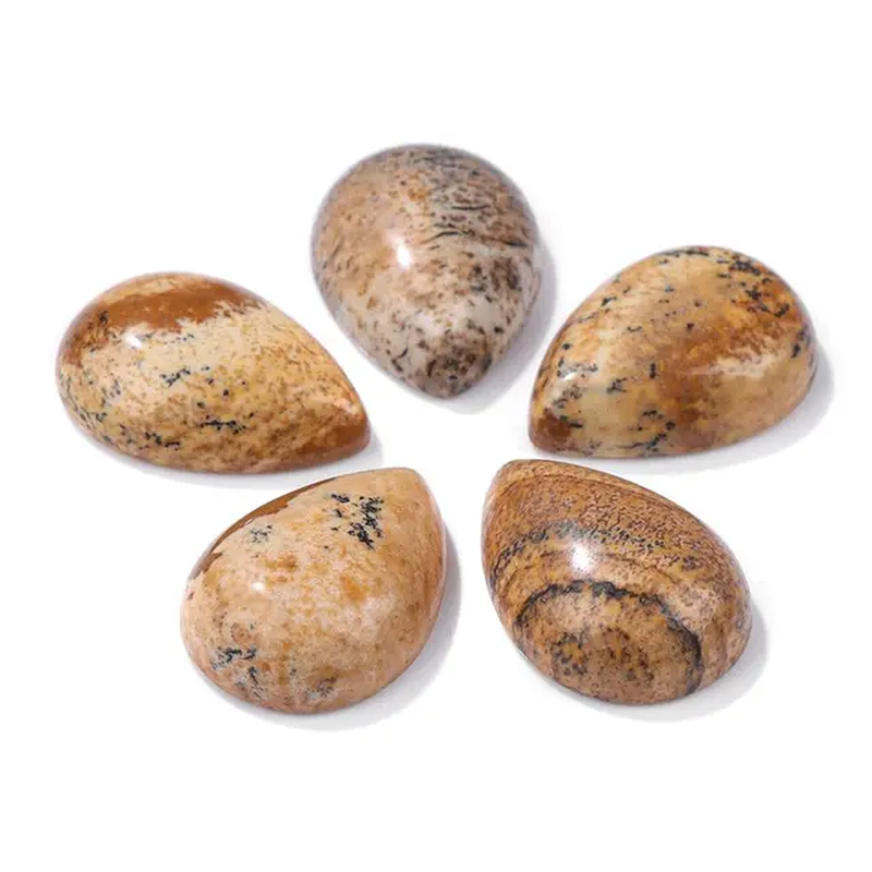 Miniaturbild: 10Pcs Natural Waterdrop Stone Cabochon Beads Semi-Flat Teardrop Cameo Beads 