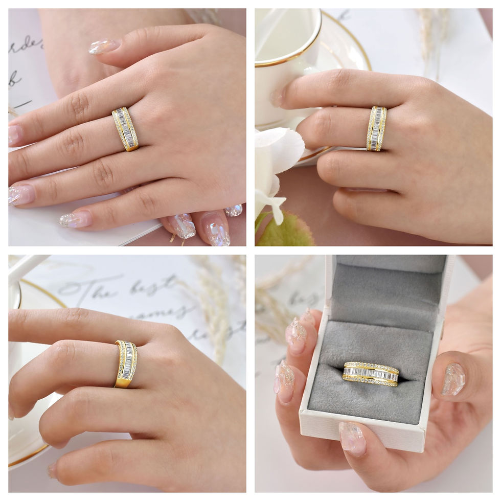Thumbnail: 925 Sterling Silver Engagement Wedding Eternity Rings for Women Luxury Princess 