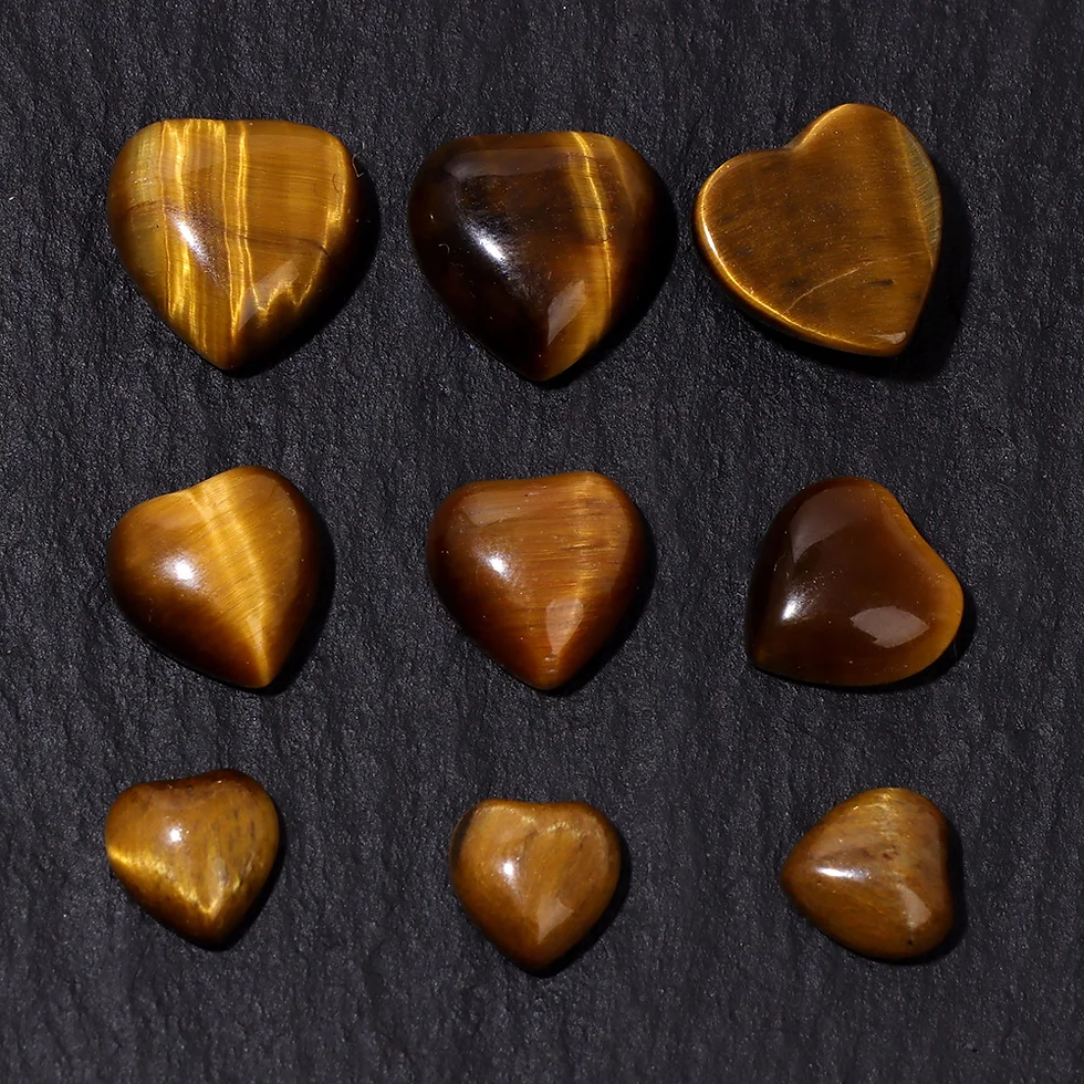 Miniaturbild: Natural Stone Cabochon Heart Shape Semi-Precious Rose Quartz Tiger Eye Jade Bead