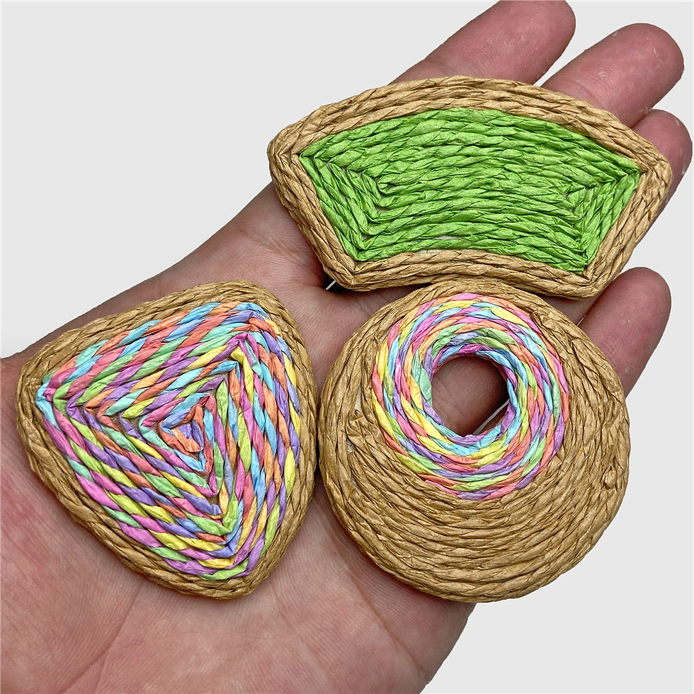 Miniaturbild: New Trend Geometric Shape Raffia Pendant Handmade Colorful Rattan Charms Jewelry