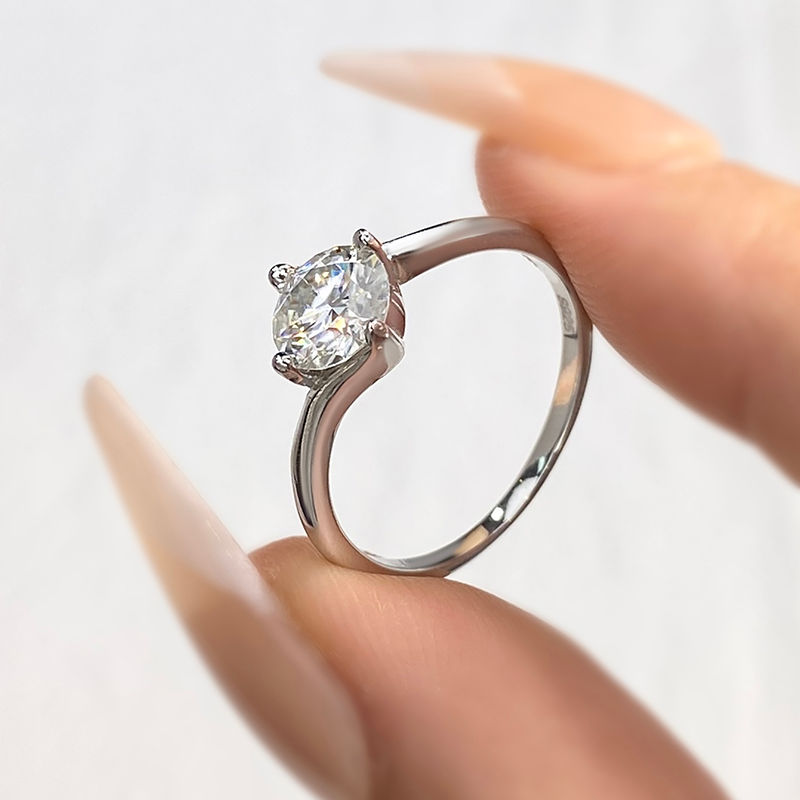 Thumbnail: Real 1CT Moissanite Rings for Women Gift Solitaire Diamond Ring 925 Silver