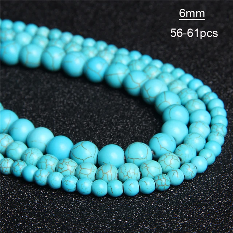 Miniaturbild: Natural Stone Bead Blue Turquoises Flat Rondelle Round Square Shape Loose Beads 
