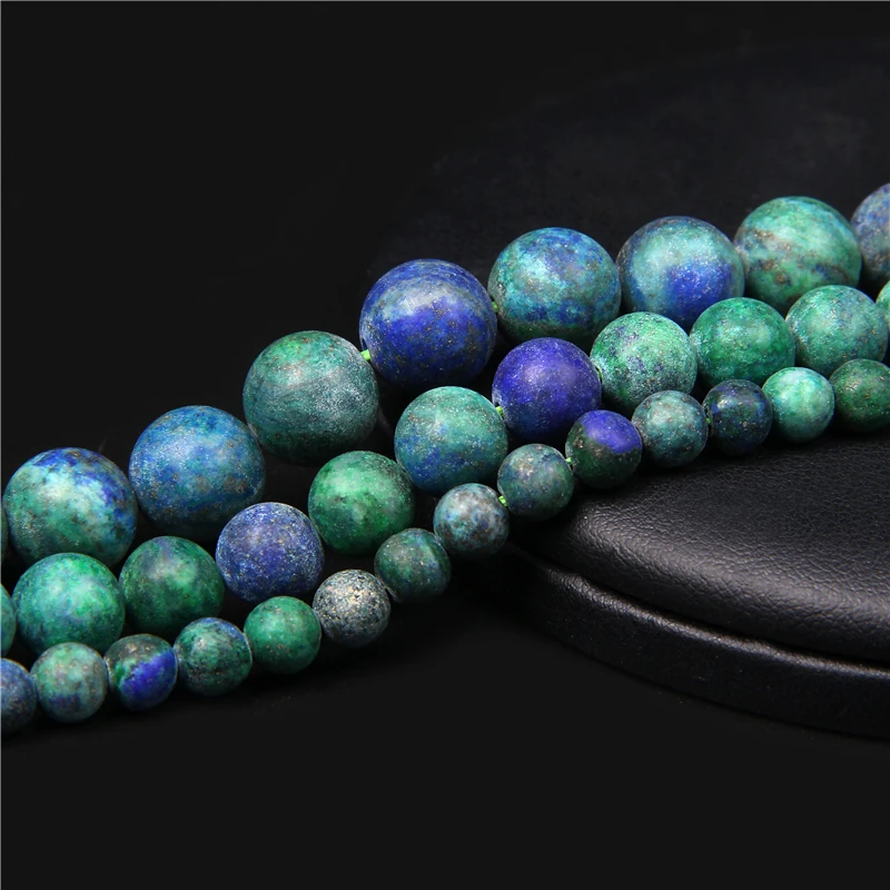 Miniaturbild: Matte Phoenix Lapis Lazuli Round Beads Natural Stone for Making Bracelet 15.5"