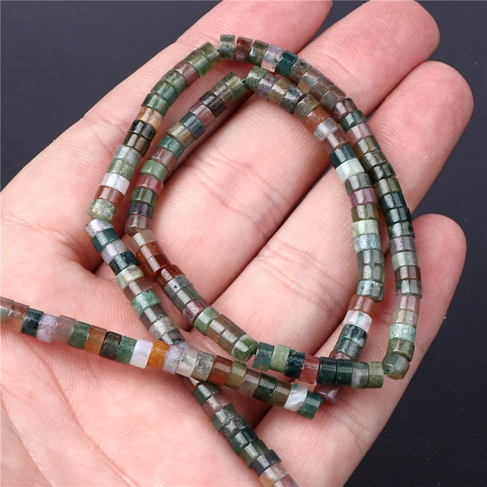Miniaturbild: Natural Indian Agate Stone Bead Round Tube Cabochon Beads Fit Bracelet Necklace 