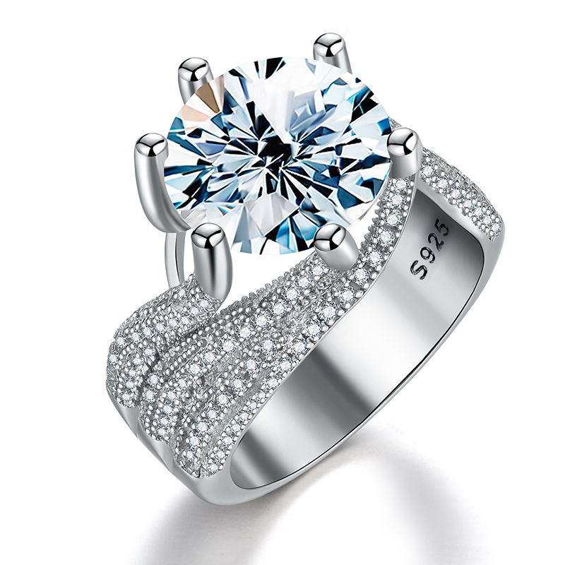 Miniaturbild: Luxury 5CT Sparkling Big Moissanite Diamond Rings for Women 925 Silver Rings