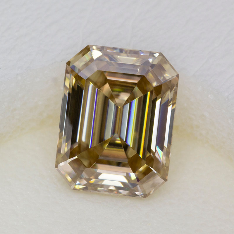 Miniaturbild: Never Fade Champagne Color Moissanite Loose Stone Emerald Cut 3.0ct VVS1 Pass
