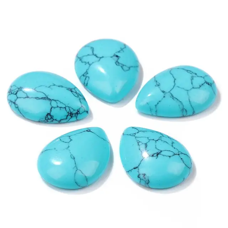 Miniature : 5PCS Waterdrop Stone Cabochon Beads Flat Back Semi Agates No Hole Beads 13*18Mm