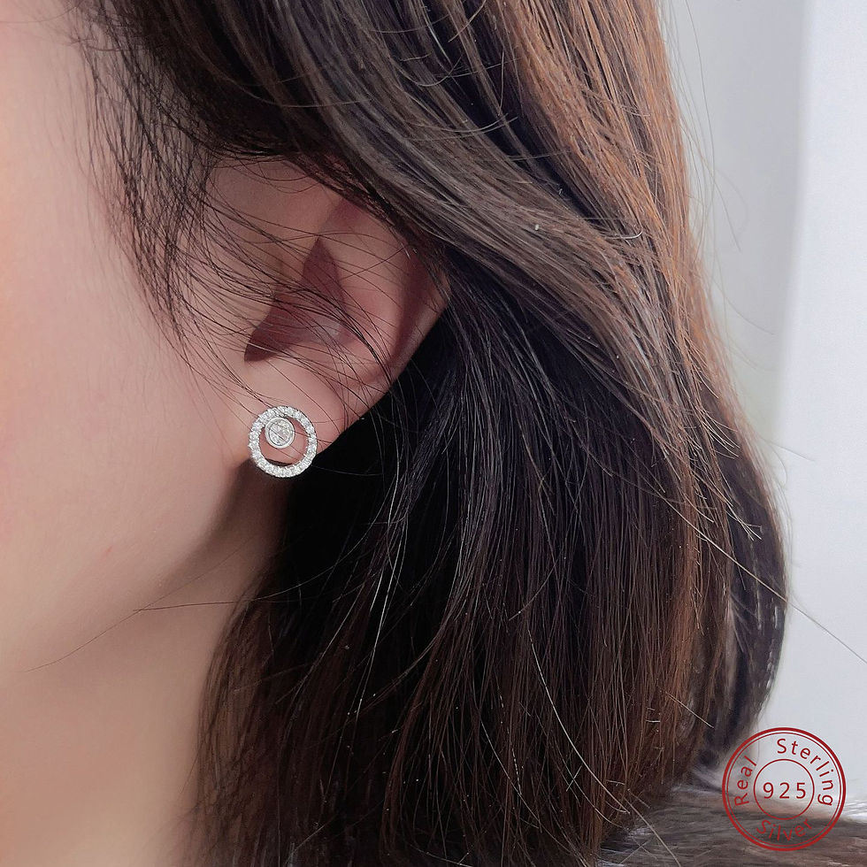 Thumbnail: 2025 New Product 100% 925 Sterling Silver Round Zircon Earrings Women's Wedding 