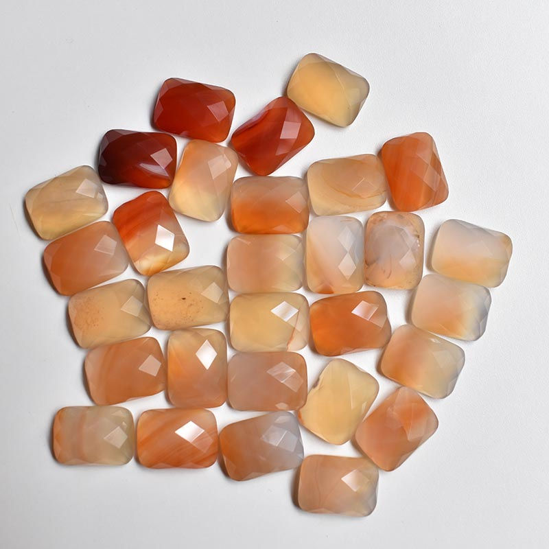 Miniaturbild: Wholesale 30pcs natural stone mixed rectangle CABOCHON faceted beads 12x16mm 