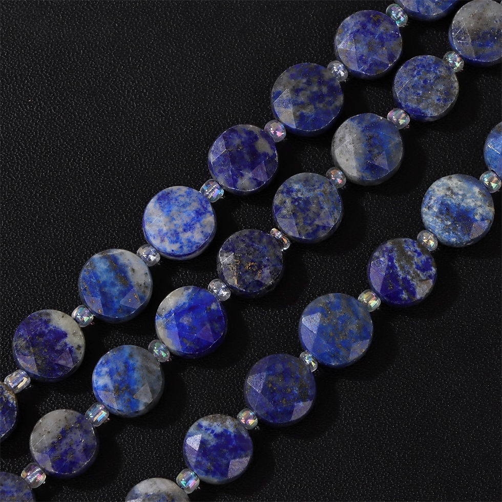 Miniaturbild: 10mm Natural Faceted Flat Round Stone Beads – Lapis Lazuli, Fluorite for DIY