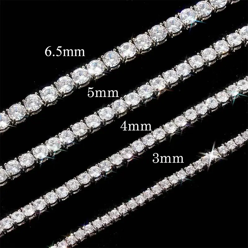 Thumbnail: Sparkling Real Full 2.5/3/4/5mm D Color Moissanite Tennis Necklace for Women S92