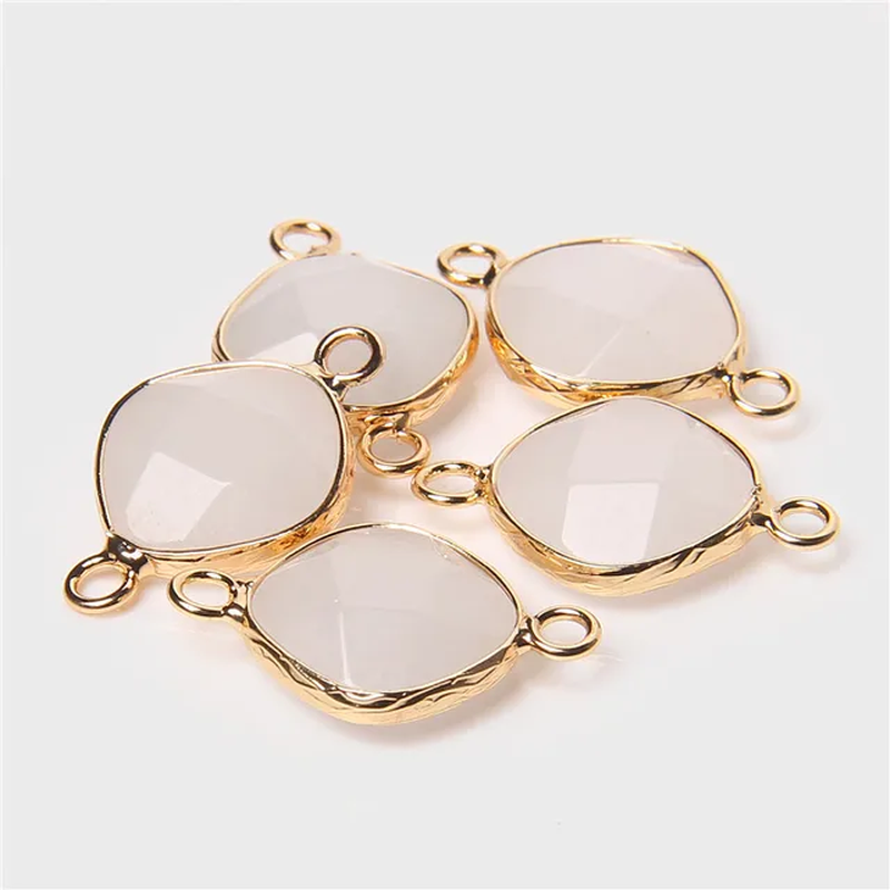 Miniaturbild: 14MM Natural Stone Connector Pendant Agat Quartzs Rhombus Shape Faceted Charms f