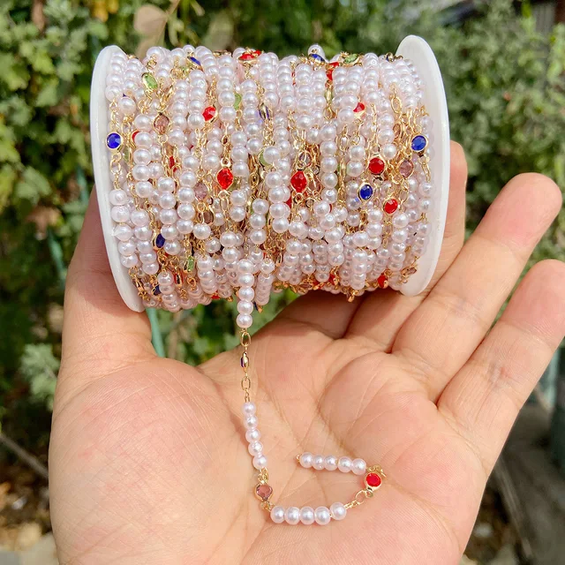 Miniaturbild: 0.5-1Meter Fashion Evil Eye Beads Chain Flower Butterfly Shape Pearl Bead Chain